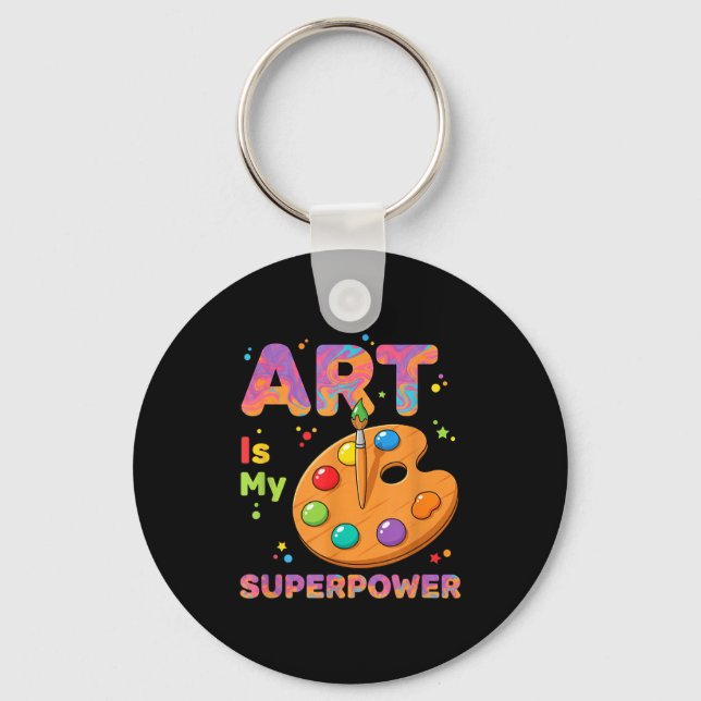 Teacher - Art Is My Superwer Art Teacher Drawing P Key Ring (Front)