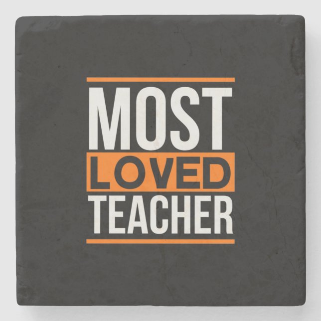 Teacher Art Most Loved Teacher Stone Coaster (Front)