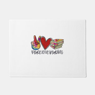 Teacher Art Peace Love Reading Doormat