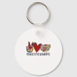 Teacher Art Peace Love Reading Key Ring
