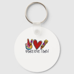 Teacher Art Peace Love Teach Key Ring