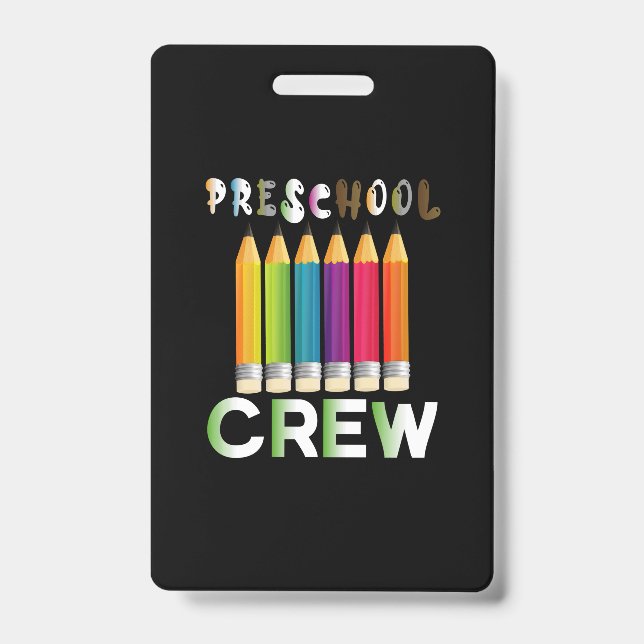 Teacher Art Preschool Crew Teacher ID Badge (Front)