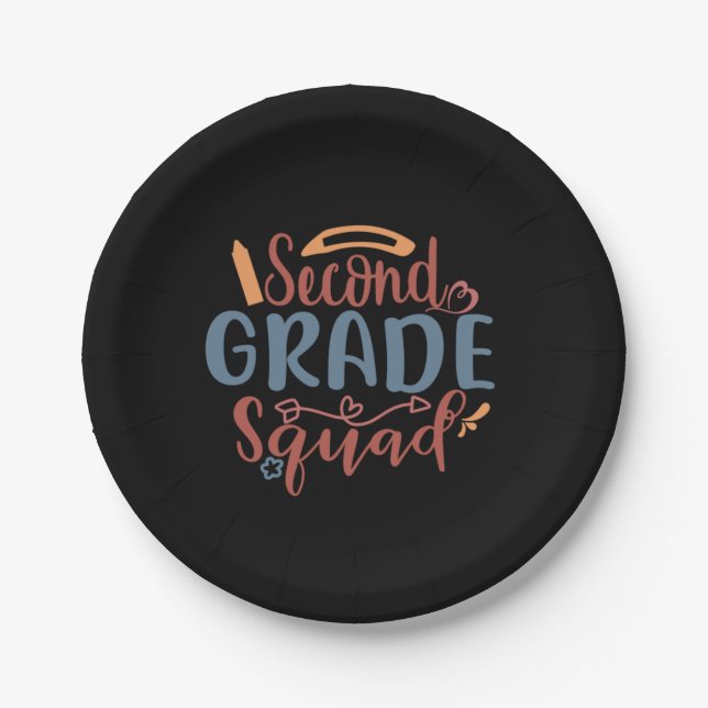 Teacher Art Second Grade Squad Paper Plate (Front)