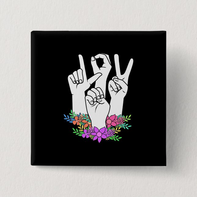 Teacher ASL Hand Sign 15 Cm Square Badge (Front)