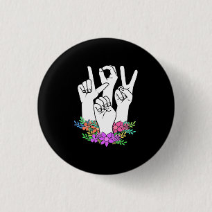 Teacher ASL Hand Sign 3 Cm Round Badge