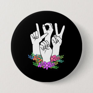Teacher ASL Hand Sign 7.5 Cm Round Badge