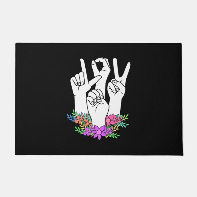 Teacher ASL Hand Sign Doormat (Front)