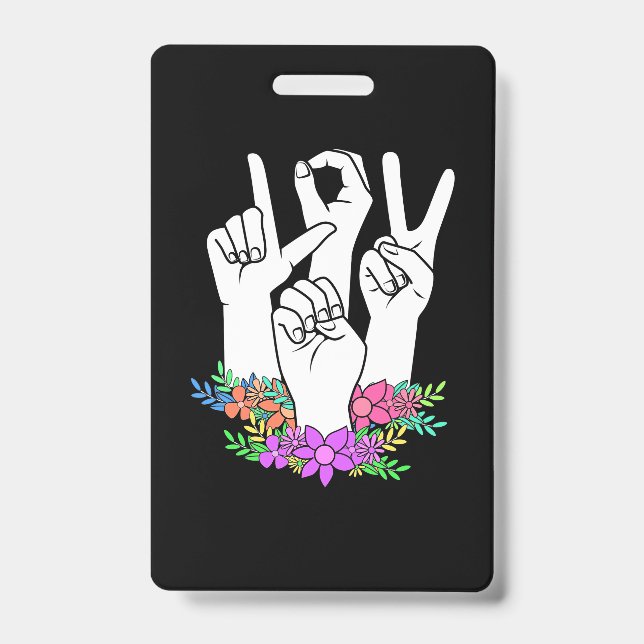 Teacher ASL Hand Sign ID Badge (Front)