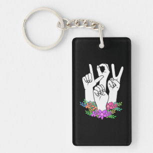 Teacher ASL Hand Sign Key Ring
