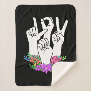 Teacher ASL Hand Sign Sherpa Blanket