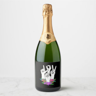 Teacher ASL Hand Sign Sparkling Wine Label