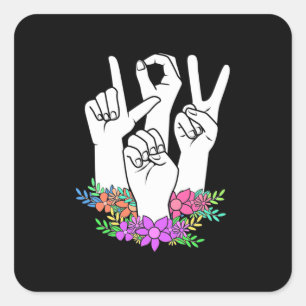 Teacher ASL Hand Sign Square Sticker