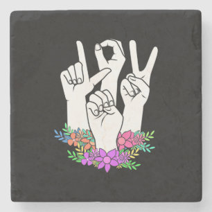 Teacher ASL Hand Sign Stone Coaster