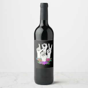 Teacher ASL Hand Sign Wine Label
