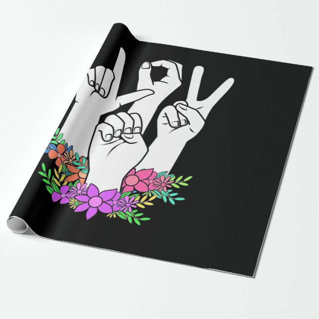 Teacher ASL Hand Sign Wrapping Paper (Unrolled)