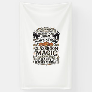 Teacher Assistant Halloween Shirt with Black Cats Banner