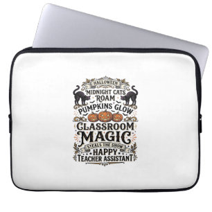 Teacher Assistant Halloween Shirt with Black Cats Laptop Sleeve