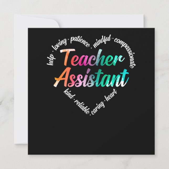 Teacher Assistant Teacher Assistant Heart Word Clo Invitation (Front)