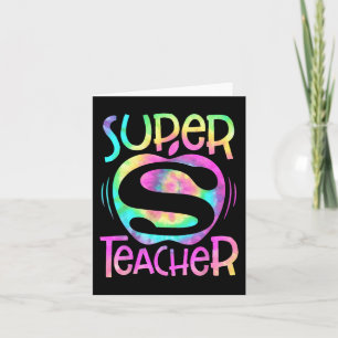 Teacher Back To School Apple Tie Dye Funny First D Card