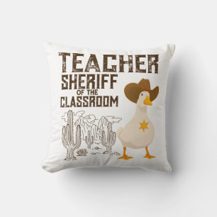 Teacher Back to school Cowboy Retro Goose Funny Cushion