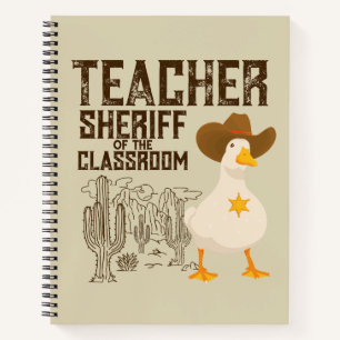 Teacher Back to school Cowboy Retro Goose Funny Notebook