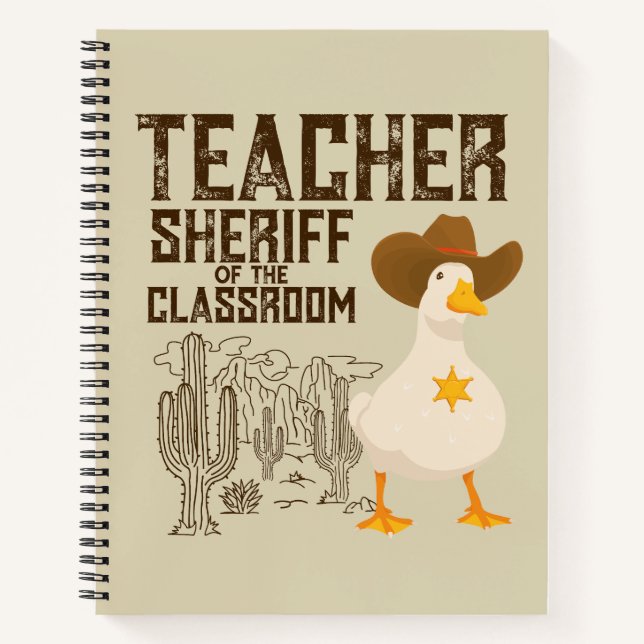 Teacher Back to school Cowboy Retro Goose  Funny Notebook (Front)