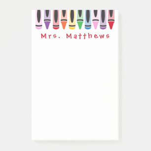 Teacher Back to School Cute Color Crayon Post-it Notes
