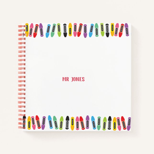 Teacher Back to School Cute Colour Crayon Notebook (Front)
