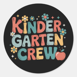 Teacher Back to School Kindergarten Crew Classic Round Sticker