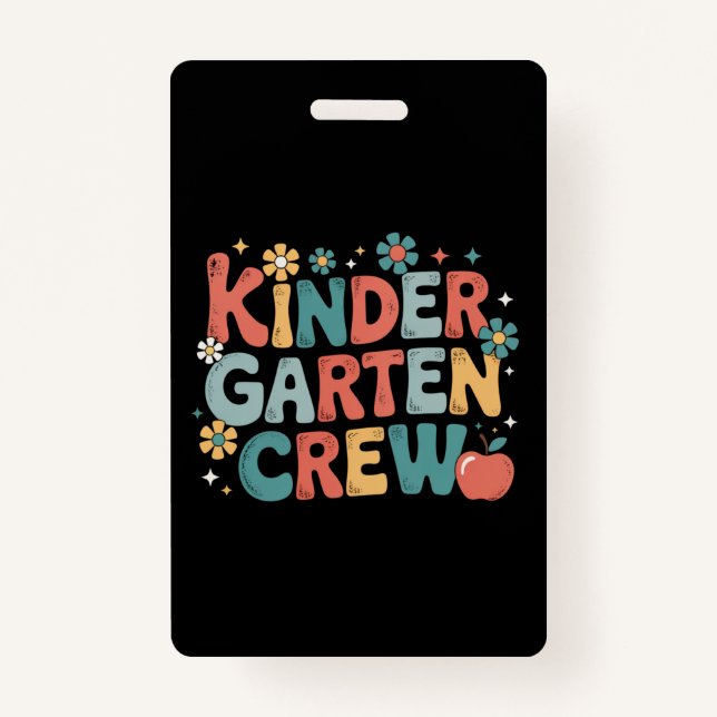Teacher  Back to School Kindergarten Crew ID Badge (Front)