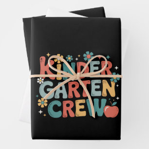 Teacher  Back to School Kindergarten Crew Wrapping Paper Sheet