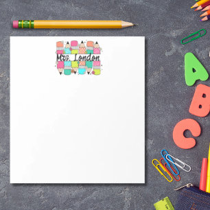 Teacher Back to school Personalised Rainbow Pencil Notepad