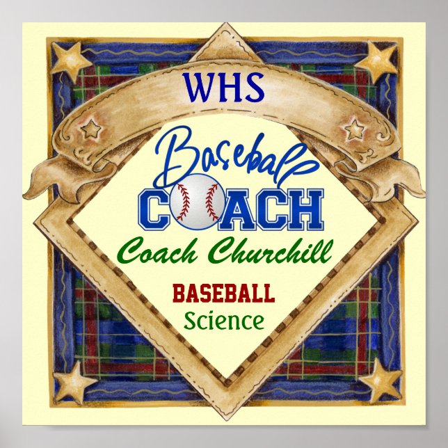 Teacher Baseball Coach Sign - Door Poster - SRF (Front)
