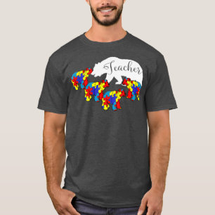 Teacher Bear  Autism Awareness Month SPED T-Shirt