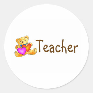 Teacher Bear Classic Round Sticker