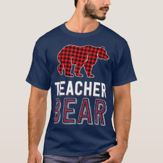 Teacher Bear Red Buffalo Plaid Matching Teacher Ch T-Shirt