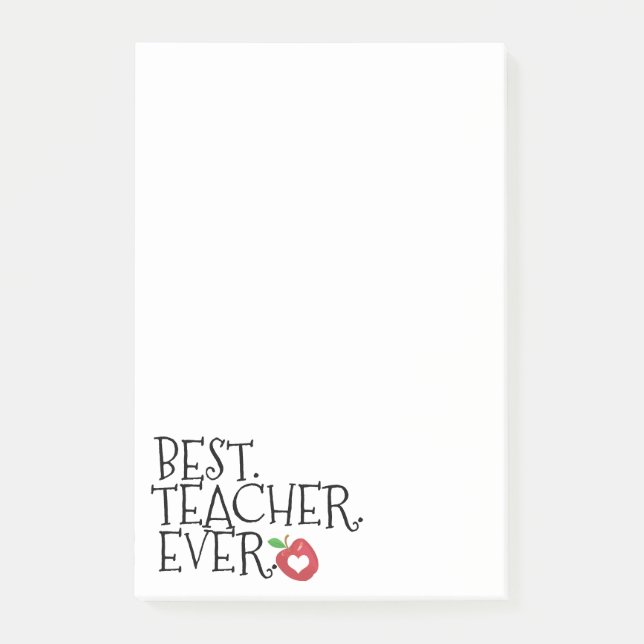 Teacher best ever red apple heart sayings post-it notes (Front)