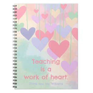 Teacher Best Thank You Hearts Colourful Watercolor Notebook
