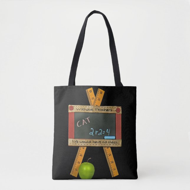 teacher black chalkboard with inspirational quote tote bag (Front)