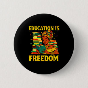 Teacher black history education is freedom afro  6 cm round badge