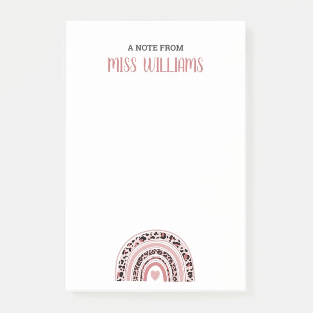 Teacher Boho Rainbow Leopard Print  Post-it Notes (Front)