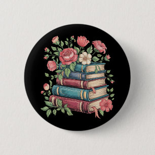 Teacher Book Lover Back to School Wildflowers 6 Cm Round Badge