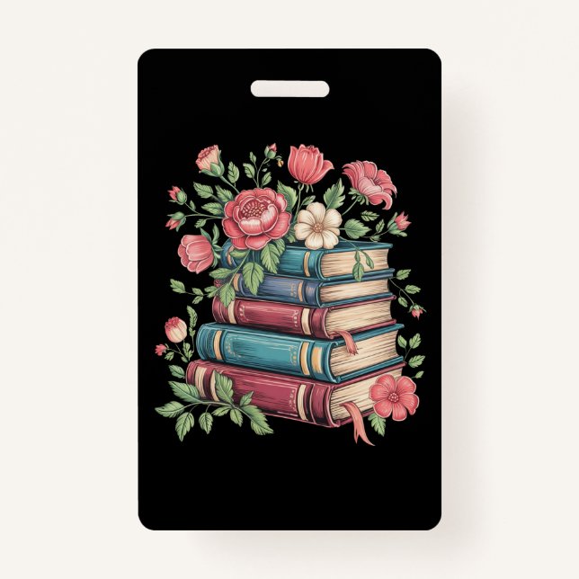 Teacher Book Lover Back to School Wildflowers ID Badge (Front)
