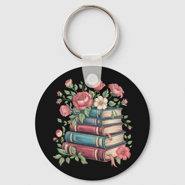 Teacher Book Lover Back to School Wildflowers Key Ring (Front)
