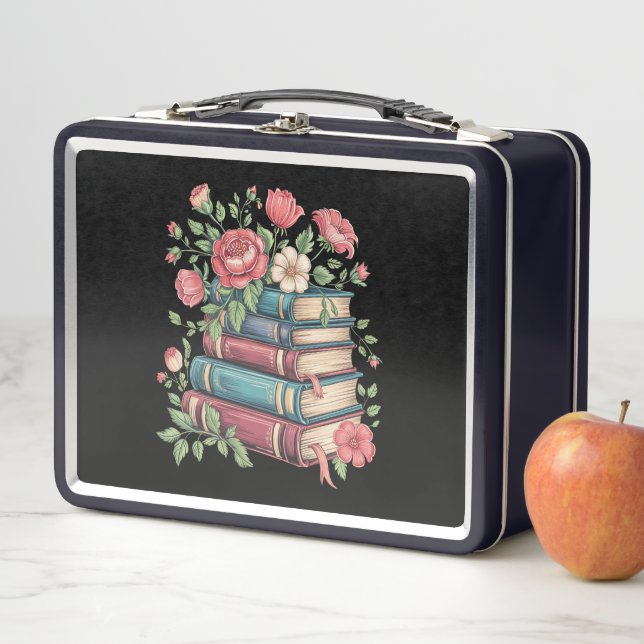 Teacher Book Lover Back to School Wildflowers Metal Lunch Box (In Situ)