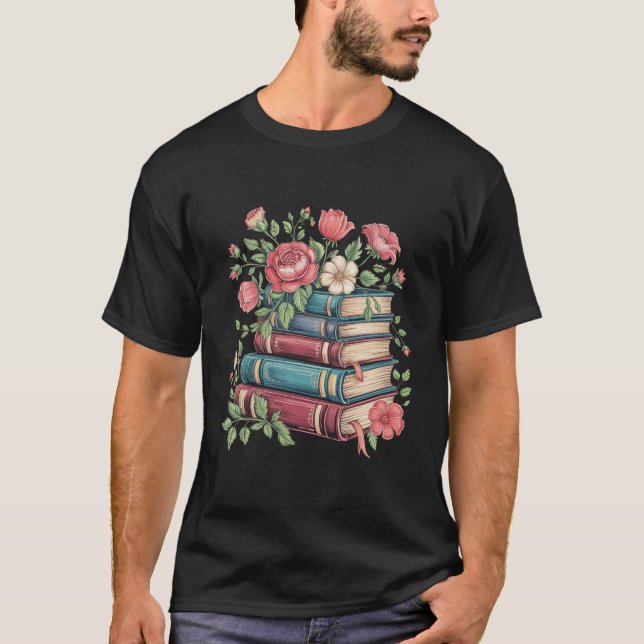 Teacher Book Lover Back to School Wildflowers T-Shirt (Front)