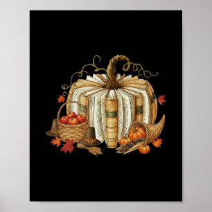 Teacher Book Pumpkin Fall Reading Thanksgiving Aut Poster