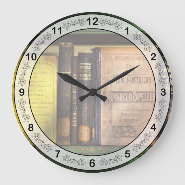 Teacher - Books you use in school  Large Clock (Front)