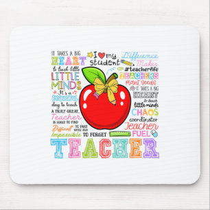 Teacher Bow Pencil Apple Funny Ck To School Teache Mouse Mat