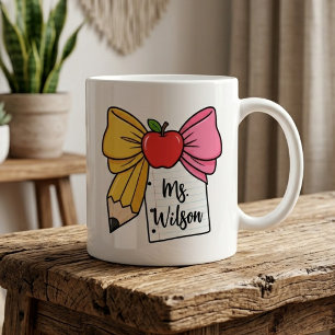 Teacher Bow Pencil Bow Back to School Personalised Coffee Mug